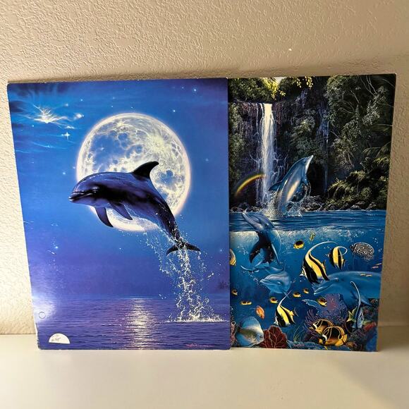 Christian Riese Lassen Dolphin Art Folder Lot – Set (2) – Vintage 90s Stationery - Picture 6 of 7